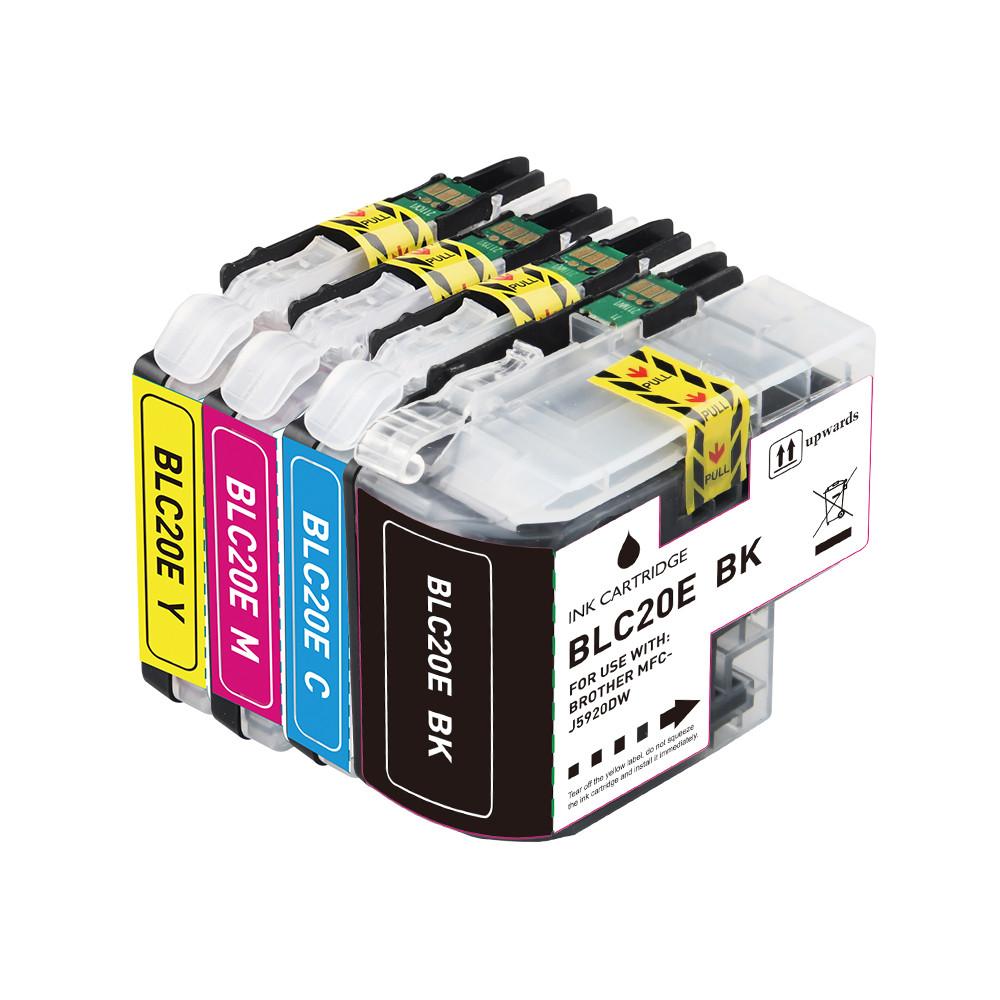 4 Cartouches d'encre Compatible Brother LC-20E XXL (CMYK)