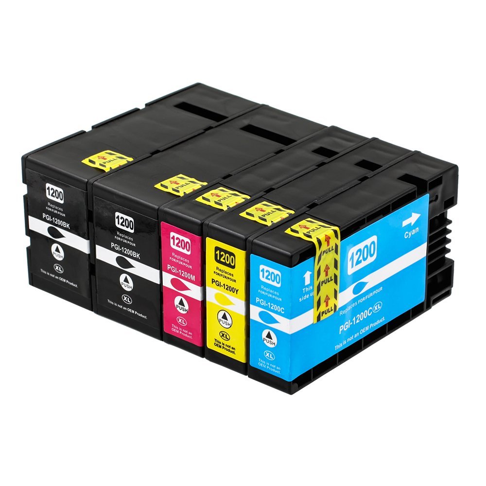 5 Cartouche d'encre Compatible Canon PGI-1200XL Haut Rendement (CMYK) 