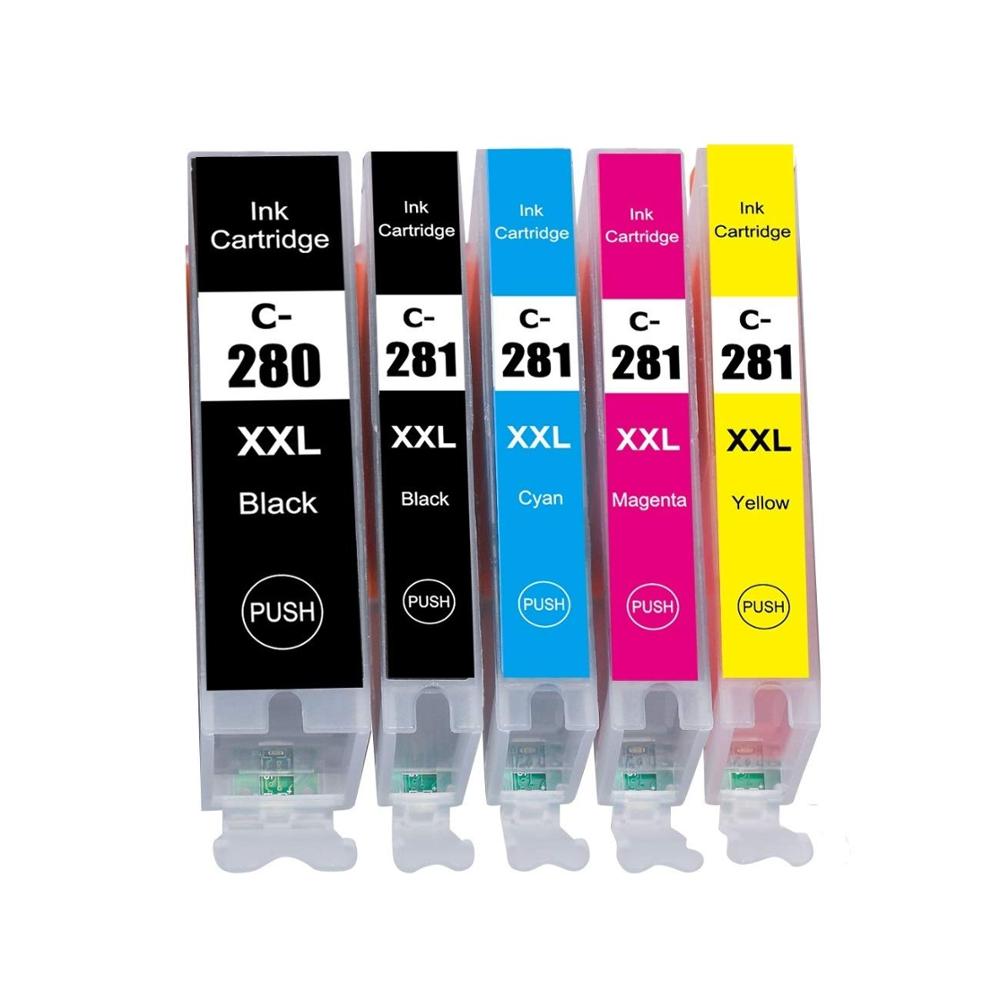 5 Cartouche d'encre Compatible Canon PGI-280XXL CLI-281XXL (1967C001 1983C001 1980C001 1981C001 1982C001)