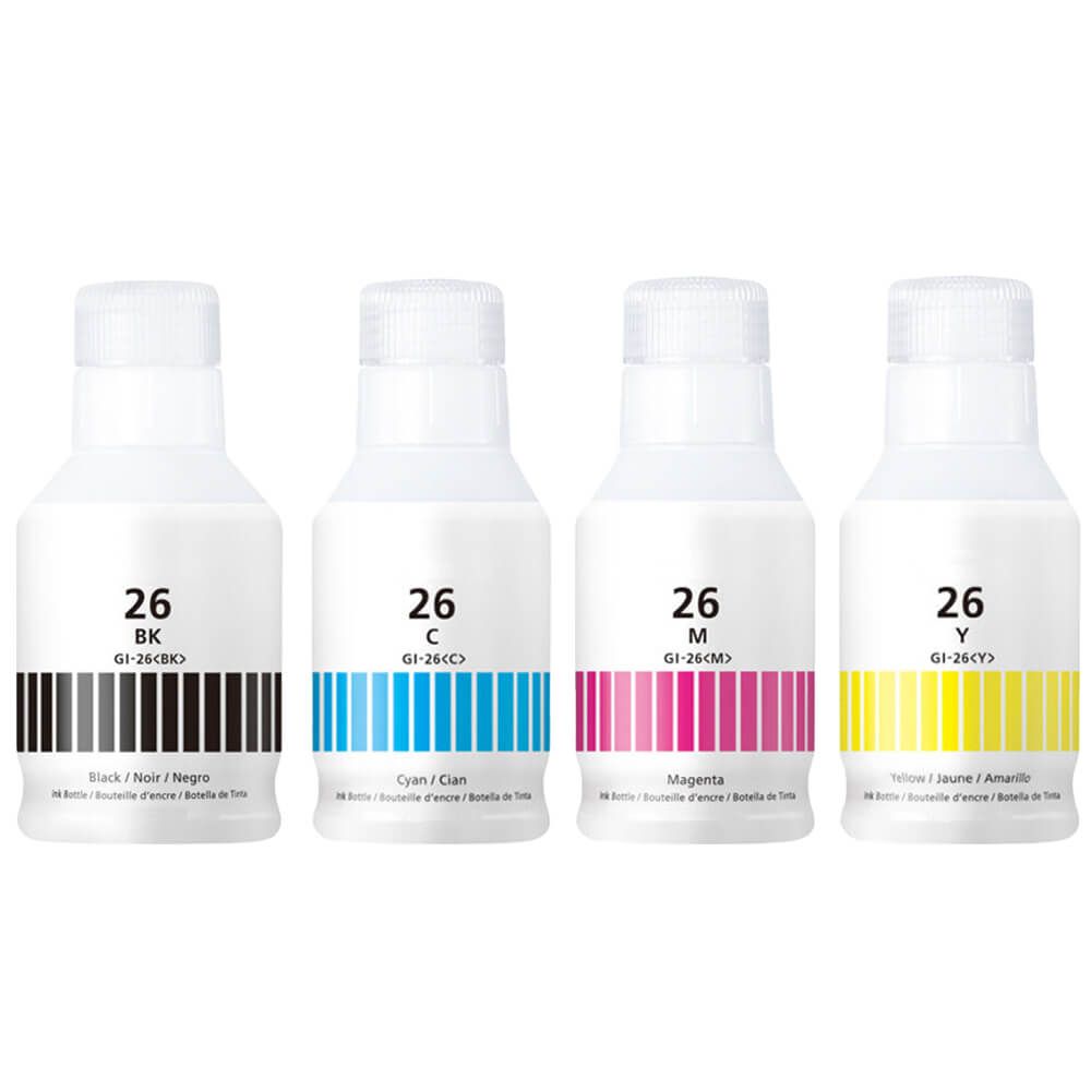 4 Bouteille d’encre Compatible Canon GI-26 (4409C001 4421C001 4422C001 4423C001) CMYK