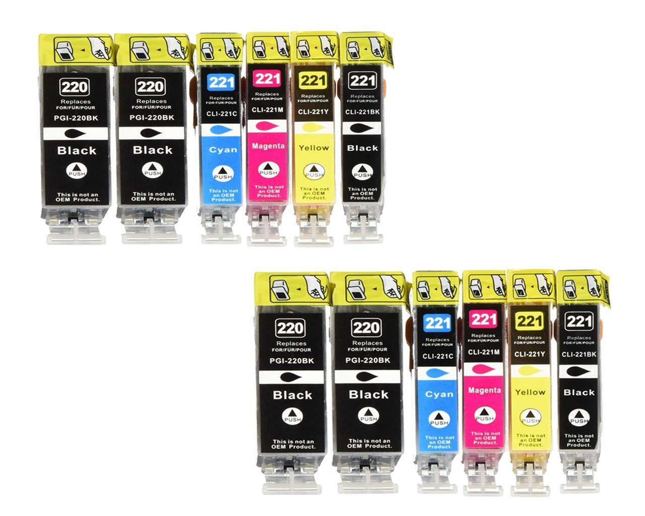 12 Cartouche d'encre Compatible Canon PGI-220 CLI-221