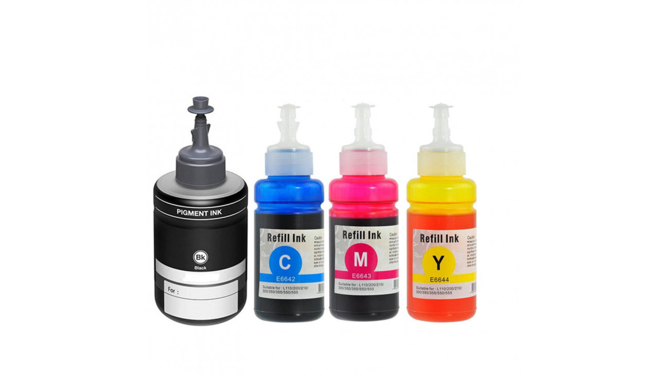 4 Bouteille d’encre Compatible Epson T774 T664 (T774120 T664220 T664320 T664420) CMYK