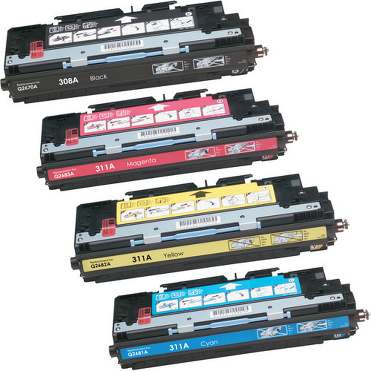 4 Cartouches Laser Compatible HP 308A 311A (Q2670A Q2681A Q2682A Q2683A) CMYK