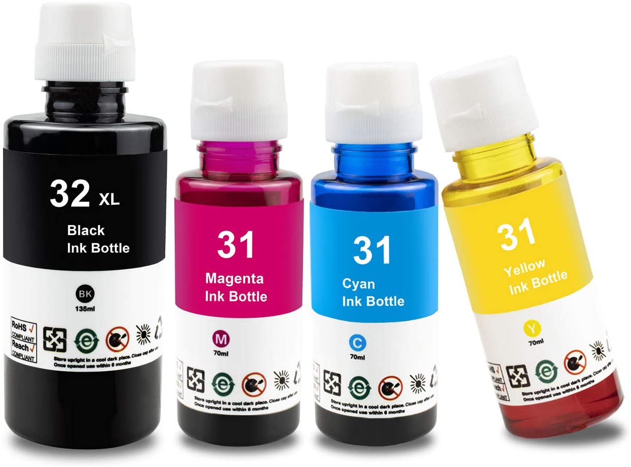 4 Ink Bottle Compatible HP 32XL 31 (1VV24AN 1VU26AN 1VU27AN 1VU28AN) CMYK