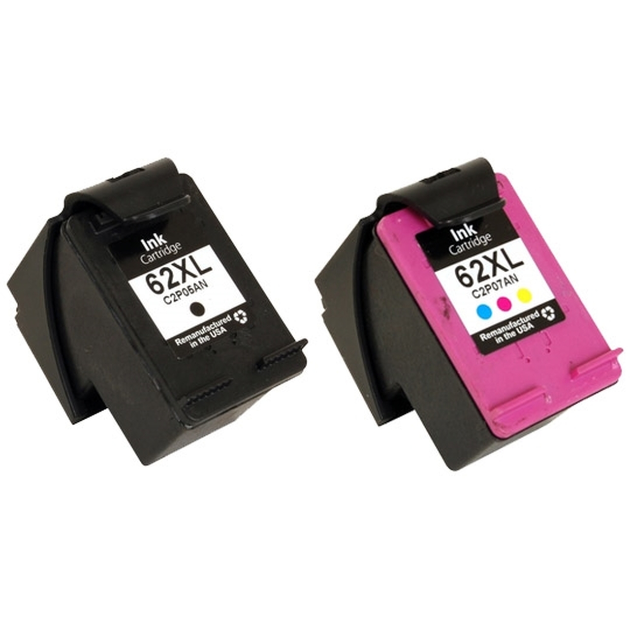 2 Cartouche d'encre Compatible HP 62XL (C2P05AN C2P07AN) Noir et Couleur