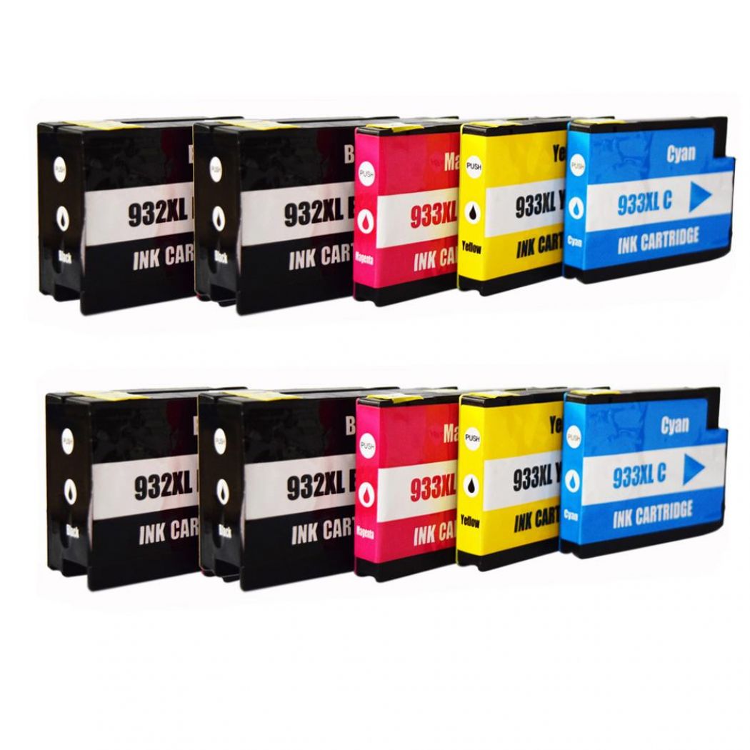 10 Cartouche d'encre Compatible HP 932XL 933XL (CMYK)