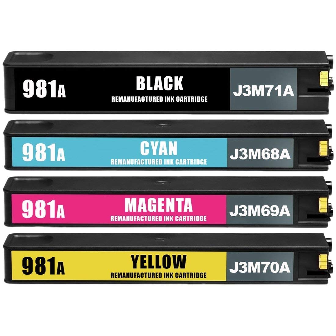 4 Cartouche d'encre Compatible HP 981A (J3M71A J3M68A J3M69A J3M70A) CMYK